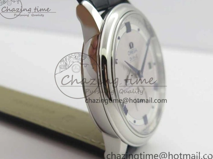 0215 Timeless De Ville Prestige Real PR SS ZF 1:1 Best Edition Gray Dial Blue Markers on Blue Leather Strap MIYOTA 7936